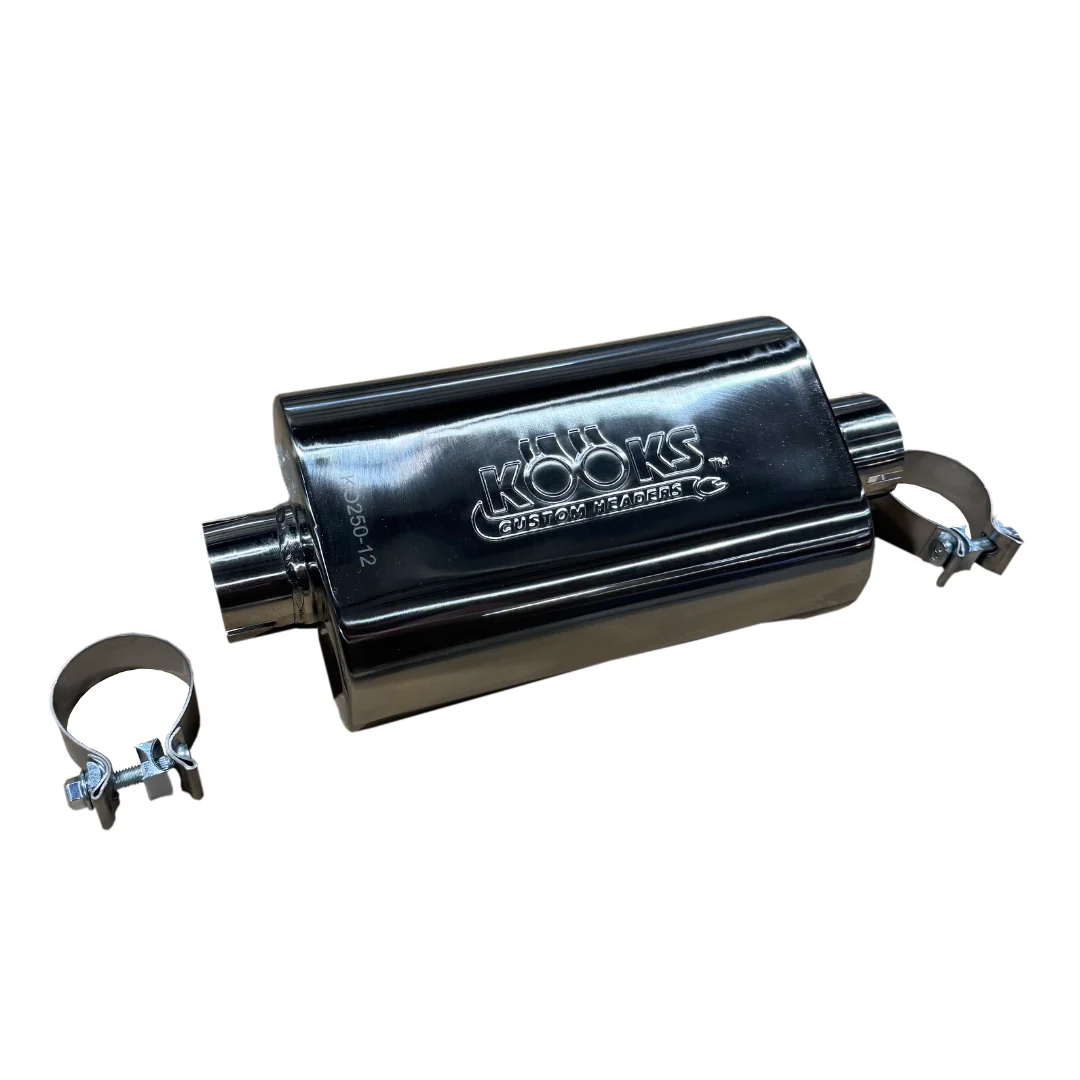2-1/2" Oval Clamp In Muffler 12" Long Body . Polished Stainless Steel. - Image 2
