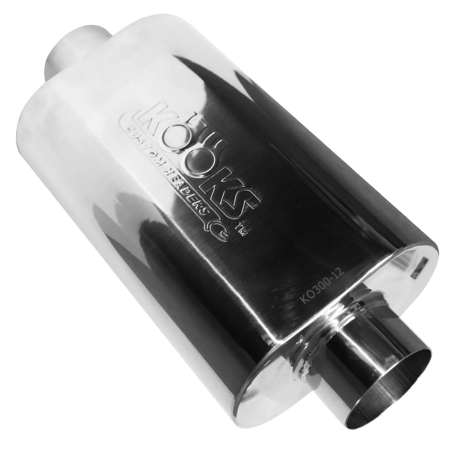 3" Oval Center/Center Muffler 12" Long Body . Polished Stainless Steel. - Image 2