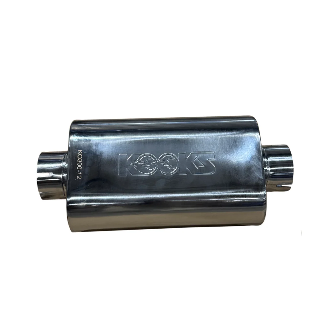 3" Oval Clamp In Center/Center Muffler 12" Long Body . Polished Stainless Steel. - Image 3
