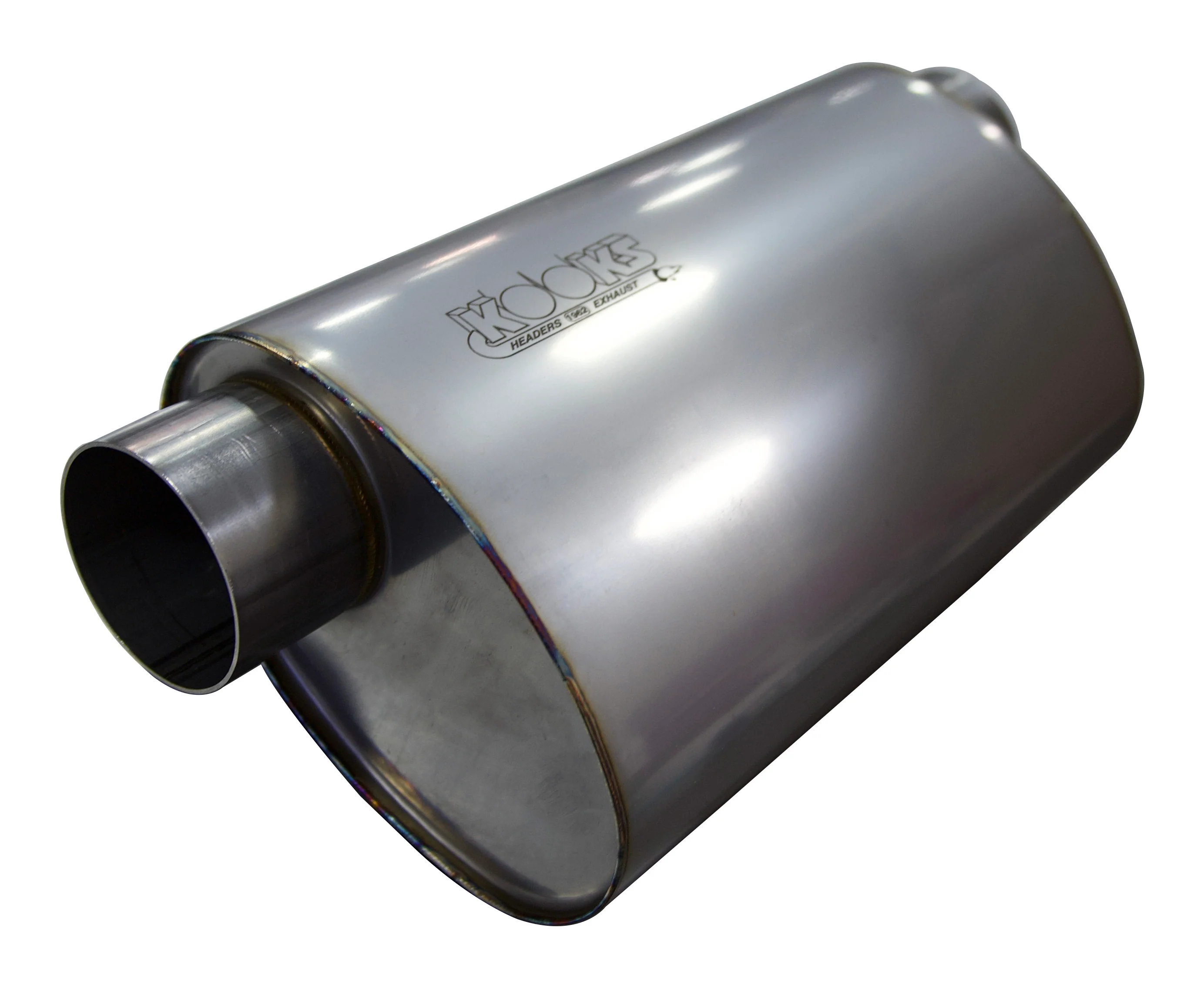 3" Oval Offset/Offset (Same Side) Muffler 14" Long Body. Stainless Steel. - Image 2