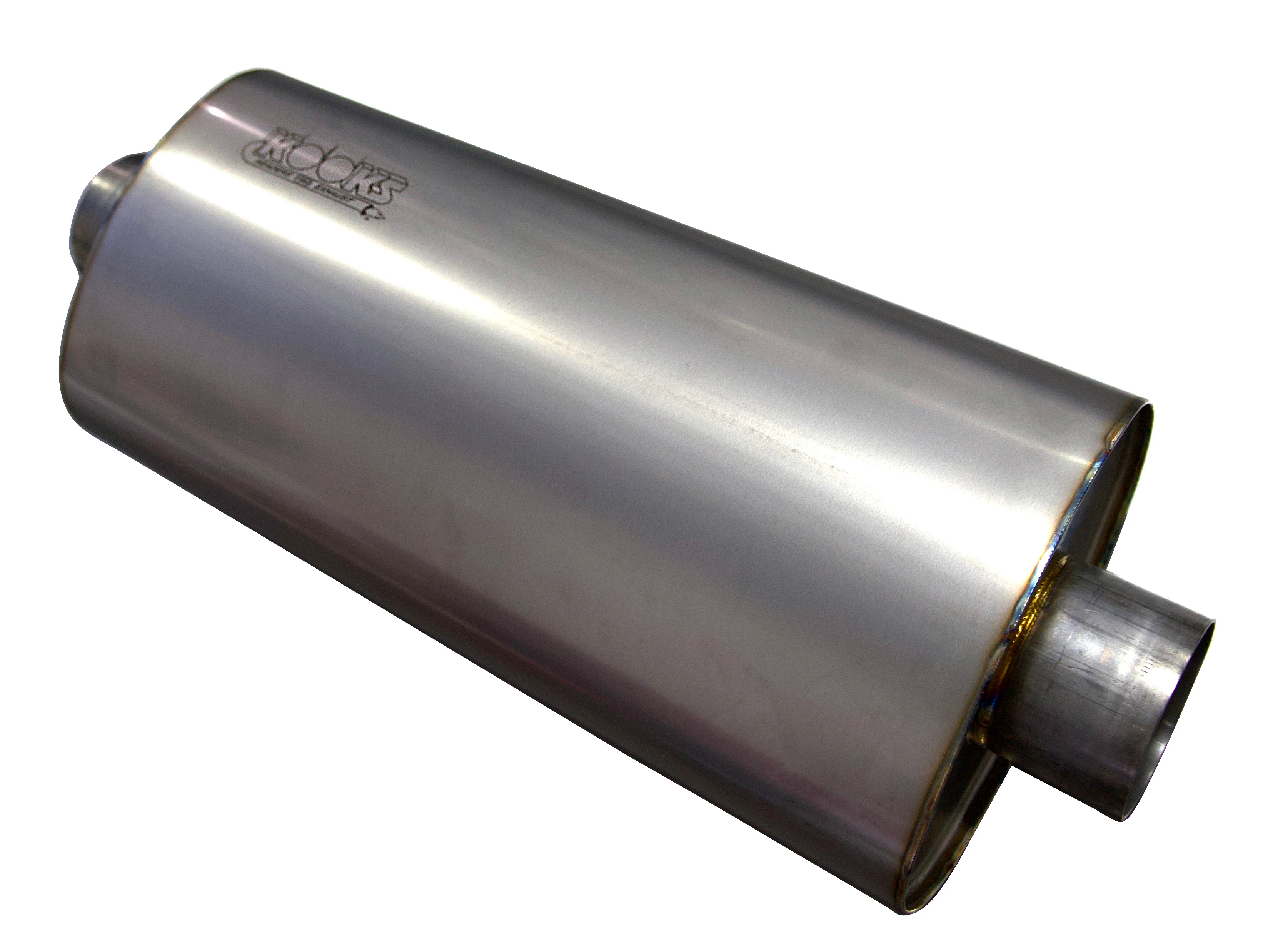 3" Oval Center/Center Muffler 18" Long Body . Polished Stainless Steel. - Image 2